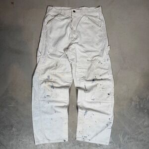 vtg 90s Stan Ray Mens White Double Knee Painter Pants Distressed Carpenter 32x29